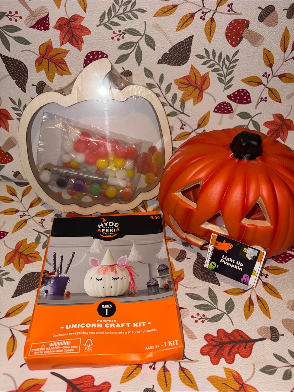 Unicorn and Pumpkin Craft Kit - with Orange Battery Powered Light Up Pumpkin